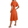 image:imageLYANER Womens Warp V Neck Ruffle Short Sleeve A Line Swing Flared Cocktail Party Midi DressOrange