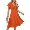 image:imageLYANER Womens Warp V Neck Ruffle Short Sleeve A Line Swing Flared Cocktail Party Midi DressOrange