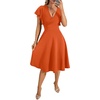 image:imageLYANER Womens Warp V Neck Ruffle Short Sleeve A Line Swing Flared Cocktail Party Midi DressOrange