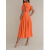 image:imageLYANER Womens Warp V Neck Ruffle Short Sleeve A Line Swing Flared Cocktail Party Midi DressOrange