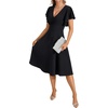 image:imageLYANER Womens Warp V Neck Ruffle Short Sleeve A Line Swing Flared Cocktail Party Midi DressPure Black