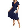 image:imageLYANER Womens Warp V Neck Ruffle Short Sleeve A Line Swing Flared Cocktail Party Midi DressPure Dark Blue
