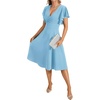 image:imageLYANER Womens Warp V Neck Ruffle Short Sleeve A Line Swing Flared Cocktail Party Midi DressPure Royal Bule