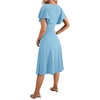 image:imageLYANER Womens Warp V Neck Ruffle Short Sleeve A Line Swing Flared Cocktail Party Midi DressPure Royal Bule