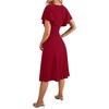 image:imageLYANER Womens Warp V Neck Ruffle Short Sleeve A Line Swing Flared Cocktail Party Midi DressPure Wine Red