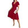 image:imageLYANER Womens Warp V Neck Ruffle Short Sleeve A Line Swing Flared Cocktail Party Midi DressPure Wine Red