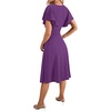 image:imageLYANER Womens Warp V Neck Ruffle Short Sleeve A Line Swing Flared Cocktail Party Midi DressPurple
