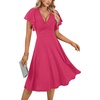 image:imageLYANER Womens Warp V Neck Ruffle Short Sleeve A Line Swing Flared Cocktail Party Midi DressRose