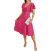 image:imageLYANER Womens Warp V Neck Ruffle Short Sleeve A Line Swing Flared Cocktail Party Midi DressRose