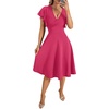 image:imageLYANER Womens Warp V Neck Ruffle Short Sleeve A Line Swing Flared Cocktail Party Midi DressRose