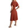 image:imageLYANER Womens Warp V Neck Ruffle Short Sleeve A Line Swing Flared Cocktail Party Midi DressRust Red