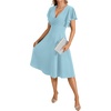 image:imageLYANER Womens Warp V Neck Ruffle Short Sleeve A Line Swing Flared Cocktail Party Midi DressSky Blue