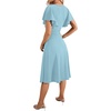 image:imageLYANER Womens Warp V Neck Ruffle Short Sleeve A Line Swing Flared Cocktail Party Midi DressSky Blue