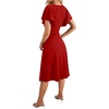 image:imageLYANER Womens Warp V Neck Ruffle Short Sleeve A Line Swing Flared Cocktail Party Midi DressSolid Red
