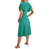 image:imageLYANER Womens Warp V Neck Ruffle Short Sleeve A Line Swing Flared Cocktail Party Midi DressTeal