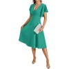 image:imageLYANER Womens Warp V Neck Ruffle Short Sleeve A Line Swing Flared Cocktail Party Midi DressTeal