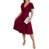 image:imageLYANER Womens Warp V Neck Ruffle Short Sleeve A Line Swing Flared Cocktail Party Midi DressWine Red