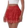 image:imageLYANER Womens Y2K Lace Mini Skirt with Shorts Layered Floral Lace Ruffle High Waist A Line SkortRed
