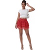 image:imageLYANER Womens Y2K Lace Mini Skirt with Shorts Layered Floral Lace Ruffle High Waist A Line SkortRed