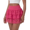 image:imageLYANER Womens Y2K Lace Mini Skirt with Shorts Layered Floral Lace Ruffle High Waist A Line SkortRose Red