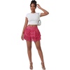 image:imageLYANER Womens Y2K Lace Mini Skirt with Shorts Layered Floral Lace Ruffle High Waist A Line SkortRose Red
