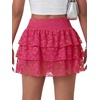 image:imageLYANER Womens Y2K Lace Mini Skirt with Shorts Layered Floral Lace Ruffle High Waist A Line SkortRose Red