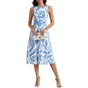 image:imageLYANER Womens Abstract Print Ruffle A Line Round Neck Sleeveless Casual Long Dress Blue Medium