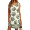 image:imageLYANER Womens Boho Cut Out Round Neck Sleeveless A Line Beach Vacation Mini SundressGreen