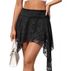 image:imageLYANER Womens Cute Lace Asymmetrical Y2K Skirts Sexy Hight Waist A Line Layered Ruffle Mini SkirtBlack