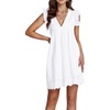 image:imageLYANER Womens Elegant Eyelet V Neck Ruffle Cap Sleeve Tank Babydoll A Line Mini DressWhite