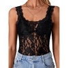 image:imageLYANER Womens Sexy Floral Lace Tops Scallop Strap Sleeveless See Through Sheer Tank Top Cami ShirtBlack