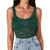 image:imageLYANER Womens Sexy Floral Lace Tops Scallop Strap Sleeveless See Through Sheer Tank Top Cami ShirtDark Green