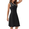 image:imageLYANER Womens Sleeveless Collared Dress Color Block A Line Flare Casual Midi DressesBlack