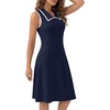 image:imageLYANER Womens Sleeveless Collared Dress Color Block A Line Flare Casual Midi DressesNavy Blue