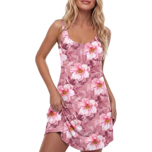 image:imageLYANER Womens Sleeveless Nightgown Sexy Soft Scoop Neck Sleepwear Loose Tank NightshirtFloral Print Pink