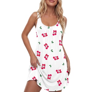 image:imageLYANER Womens Sleeveless Nightgown Sexy Soft Scoop Neck Sleepwear Loose Tank NightshirtWhite Print