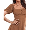 image:imageLYANER Women Swiss Dots Square Neck Ruffle Hem Short Sleeve Elegant Mini DressBrown