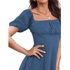 image:imageLYANER Women Swiss Dots Square Neck Ruffle Hem Short Sleeve Elegant Mini DressDusty Blue