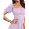image:imageLYANER Women Swiss Dots Square Neck Ruffle Hem Short Sleeve Elegant Mini DressLight Purple