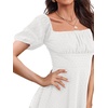 image:imageLYANER Women Swiss Dots Square Neck Ruffle Hem Short Sleeve Elegant Mini DressWhite