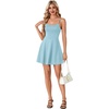 image:imageLYANER Womens Adjustable Spaghetti Straps Mini Dress Backless A Line Flowy Fit and Flare Cami Slip Short DressesLight Blue