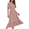 image:imageLYANER Womens Boho Maxi Dress Long Sleeve V Neck Swiss Dot High Waited ALine Ruffle Tiered Chiffon Long DressesDusty Pink