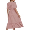 image:imageLYANER Womens Boho Maxi Dress Long Sleeve V Neck Swiss Dot High Waited ALine Ruffle Tiered Chiffon Long DressesDusty Pink