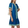image:imageLYANER Womens Boho Print Tie V Neck Short Sleeve Ruched Ruffle Casual Mini DressDark Blue