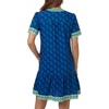 image:imageLYANER Womens Boho Print Tie V Neck Short Sleeve Ruched Ruffle Casual Mini DressDark Blue