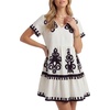 image:imageLYANER Womens Boho V Neck Short Sleeve Tiered Flowy A Line Beach Vacation Mini DressBeige