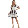 image:imageLYANER Womens Boho V Neck Short Sleeve Tiered Flowy A Line Beach Vacation Mini DressBeige