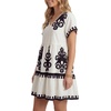 image:imageLYANER Womens Boho V Neck Short Sleeve Tiered Flowy A Line Beach Vacation Mini DressBeige