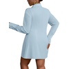 image:imageLYANER Womens Button Down Shirt Dress Collared Long Sleeve Sexy Tops Slit Hem Long ShirtsAzure