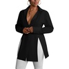 image:imageLYANER Womens Button Down Shirt Dress Collared Long Sleeve Sexy Tops Slit Hem Long ShirtsBlack